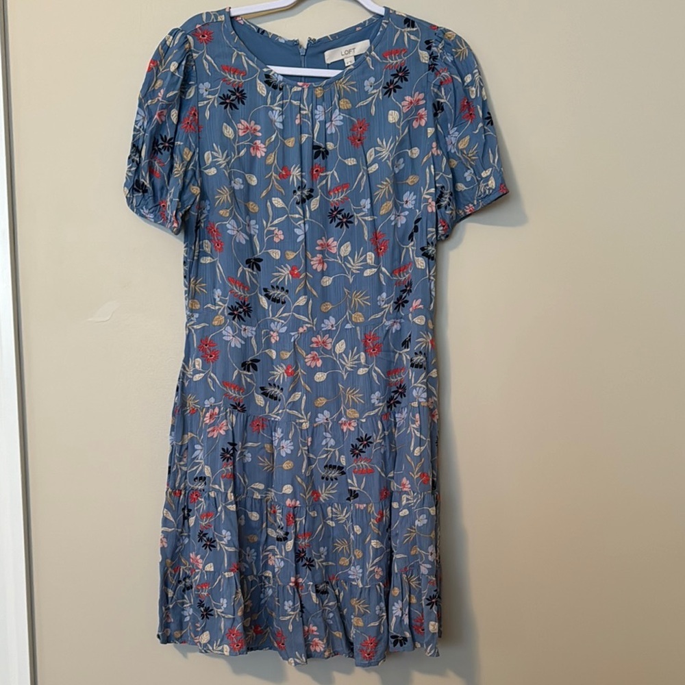 LOFT l Floral Blue Dress